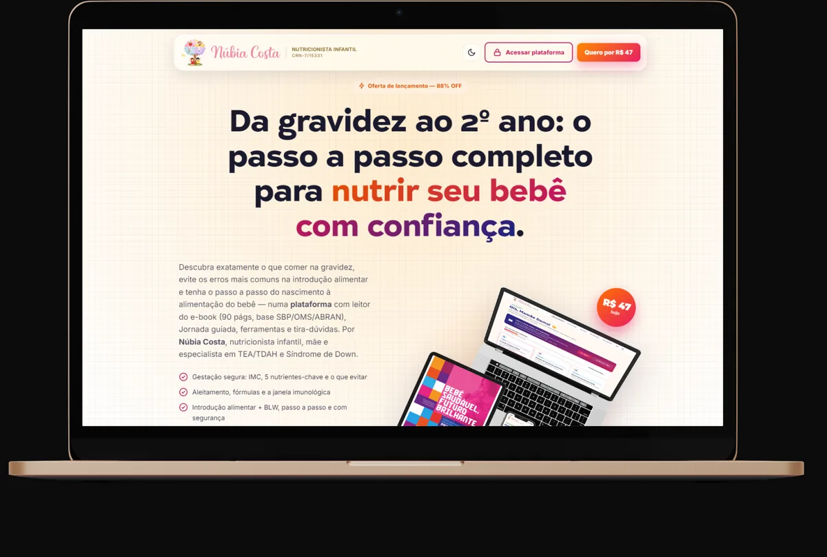 Captura do projeto Infoproduto de nutrição infantil