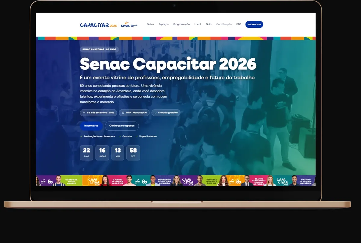 Captura do projeto Inscrições e eventos de capacitação